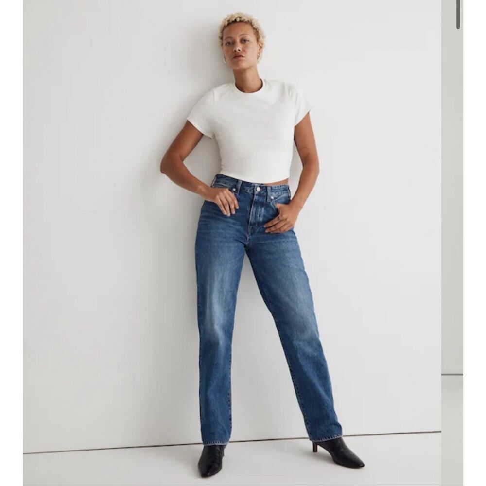 Madewell Low-Slung Straight Blue Jeans Palmina Wash Button Fly Women’s Size 25P